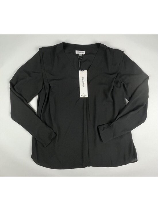 Calvin Klein Tops - NEW! Calvin Klein Women's Size S V-Neck Slim Fit Long Sleeve Blouse NWT $89